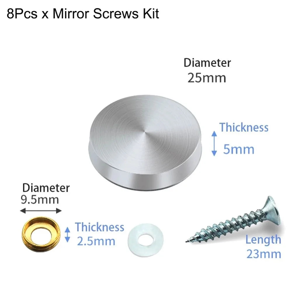 Home Improvement Stainless Steel Mirror Nails Screw Cap Silver 16/22/25mm Screws Decorative Cap Mirror Screws Fasteners Glass Oasis Select 25MM
