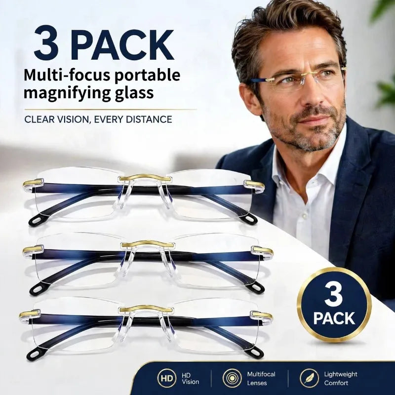 3PCS Frameless Portable Reading Glasses Set, Suitable for Reading and Computer Use - for Reading, Sewing Oasis Select MULTICOLOR
