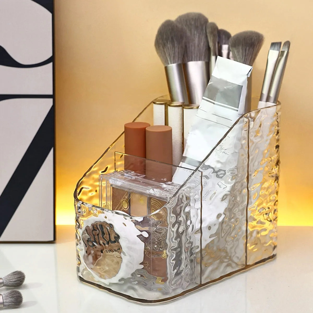 1pc Transparent cosmetics storage box, lipstick and powder sorting box, skin care rack, desk storage stationery box Oasis Select