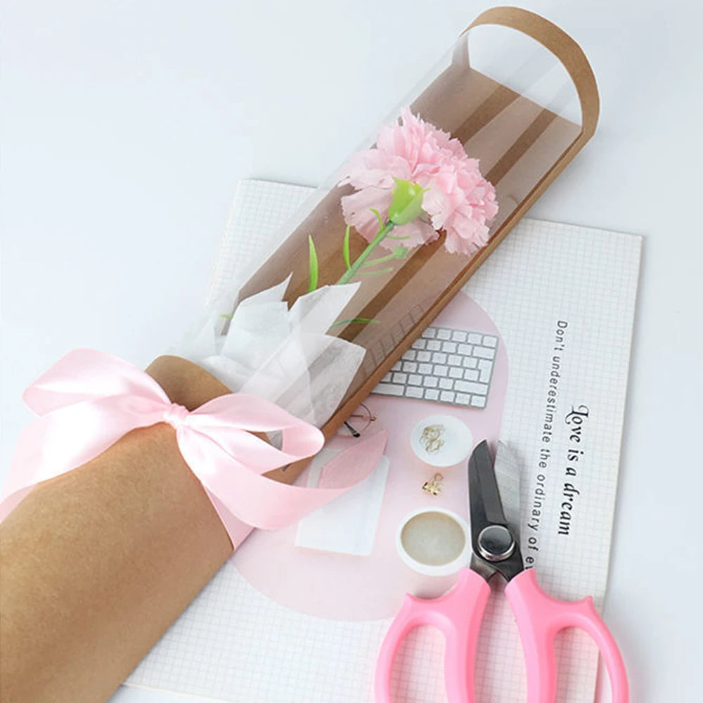 Flower Packaging Box Single Branch Rose Carnation Bouquet Florist Wrapping Boxes Transparent Gifts Bag Mother's Day Decoration Oasis Select