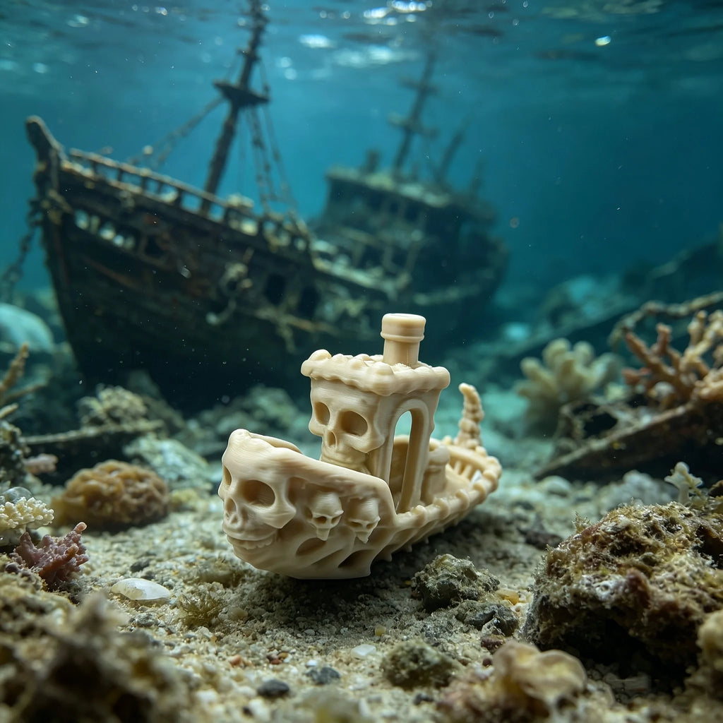 Mysterious Skull Pirate Ship Miniature Figurine 3D Printed Aquarium Decor Skeleton Vessel Ornaments Fish Tank Home Display Gifts Oasis Select