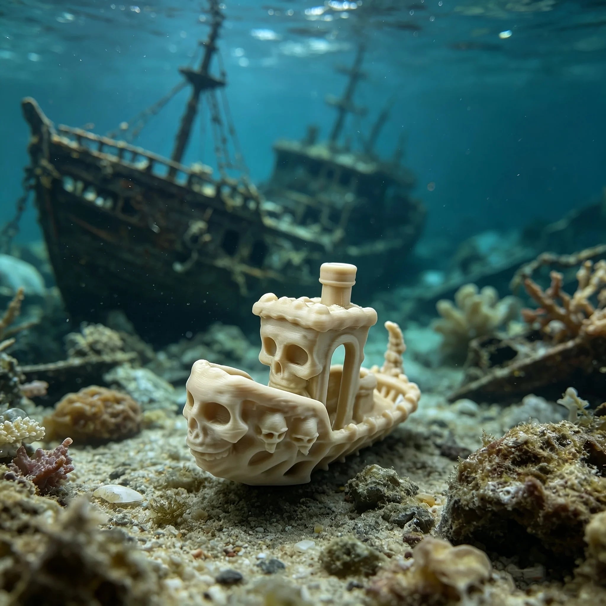 Mysterious Skull Pirate Ship Miniature Figurine 3D Printed Aquarium Decor Skeleton Vessel Ornaments Fish Tank Home Display Gifts Oasis Select