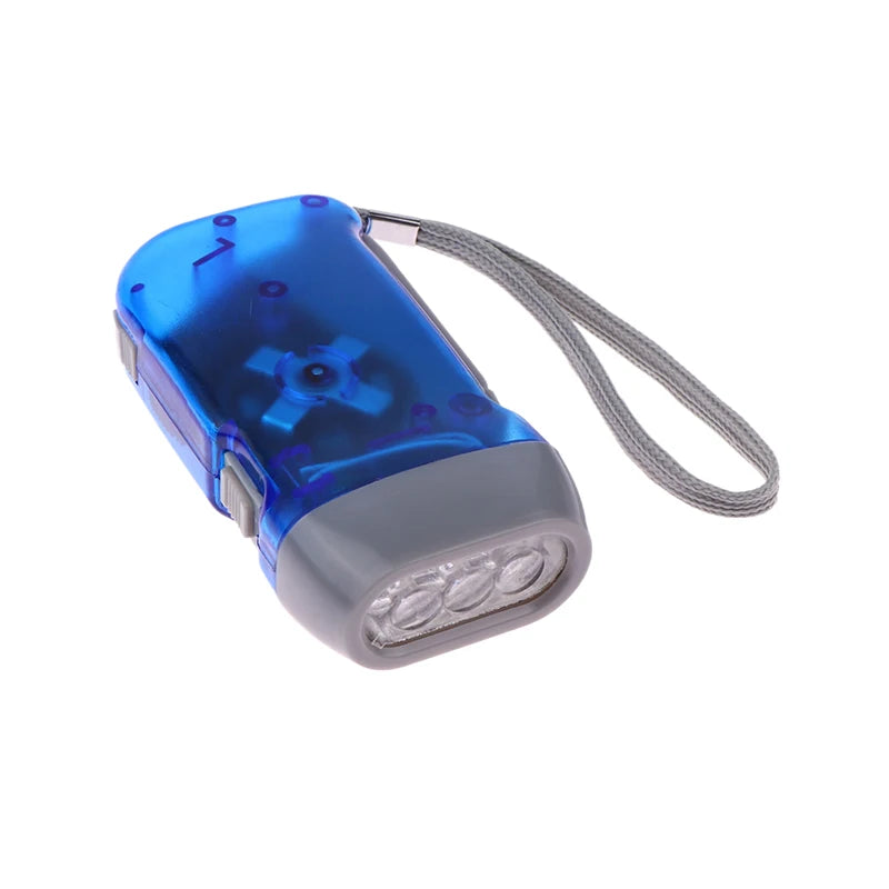 Flashlight LED Hand Pressing Dynamo Crank Power Wind Up Flashlight Mini Self Generating Torch Camping Lamp Outdoor Home Supplies Oasis Select Blue