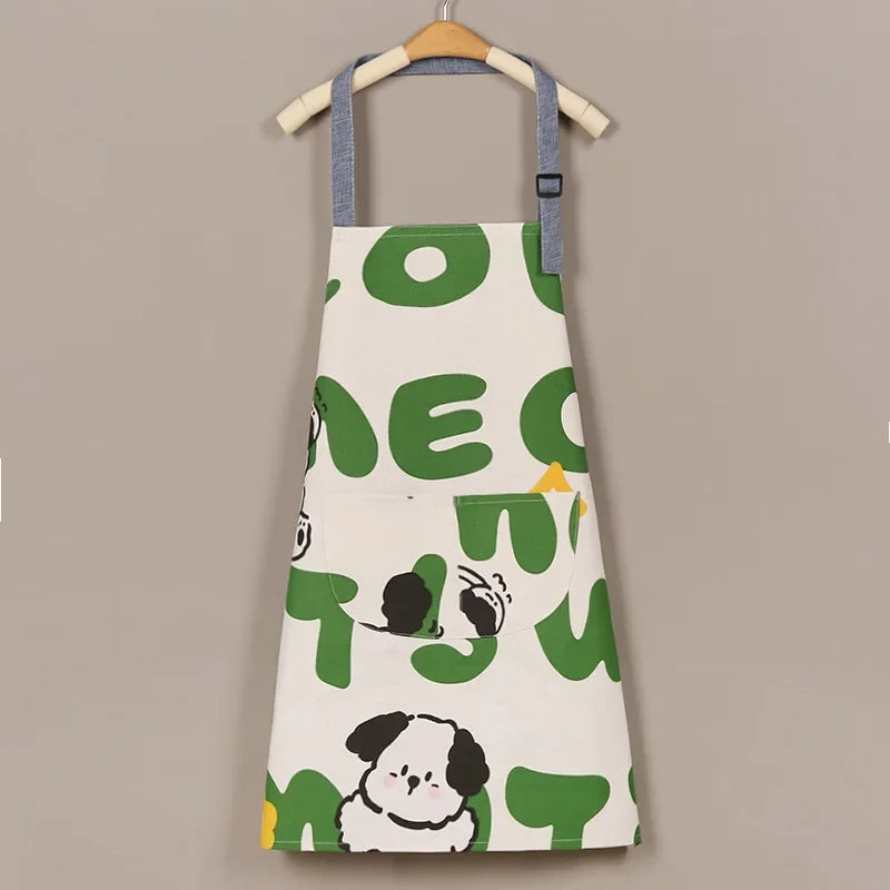 1PC Aprons Fashion Cotton Fabric Waterproof Thickened Dirt Resistant Kitchen Apron and Home Work Clothes Gardening Work Clothing Oasis Select O OneSize