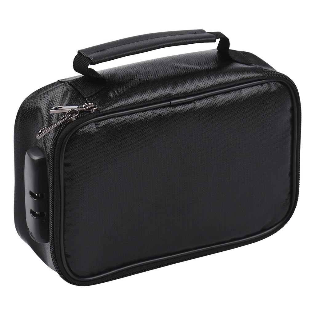 Fireproof File Document Bag Safety Organizer with 3-Digit Lock Zipper Closure Fire & Water Resistant Pouch Multi-Layer Card Case Oasis Select black