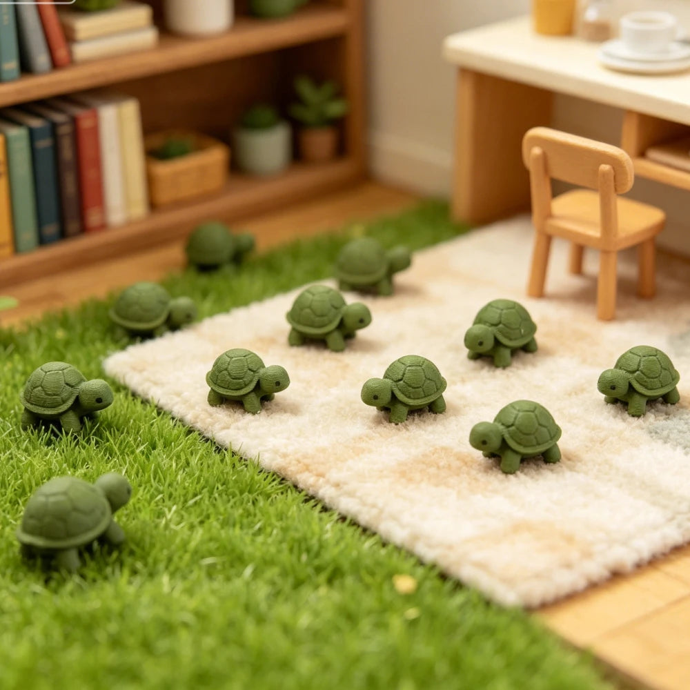 5Pcs Mini Tiny Turtle Figurine Set 3D Printing Hide Seek Micro Tortoise Ornament for Bonsai Decor Desk Prank Toy Dollhouse Decor Oasis Select