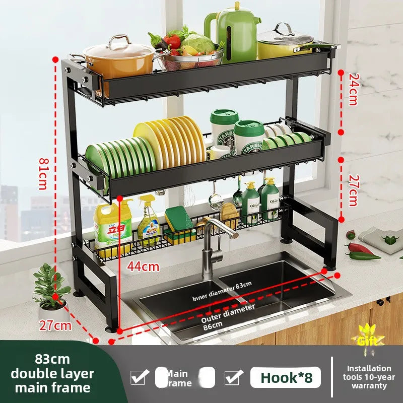 Multifunctional Kitchen Sink Shelf Dish Rack Drain Rack Countertop Dish Rack Drain Sink Rack Oasis Select 83cm S
