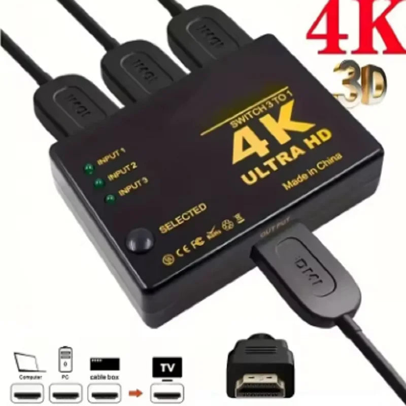 5x1 HDMI Switch HD 4K Video Switcher With Controller 5 in 1 out HDMI Switches Hub Adapter for Xbox PS4 DVD HDTV PC Laptop TV Oasis Select