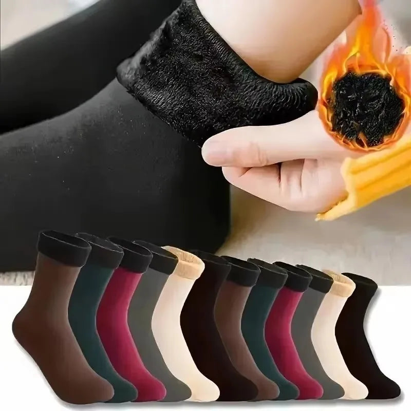 1/2/3pairs Snow Socks Middle Tube Solid Winter Plus Velvet Thick Keep Warm And Cold Socks Comfortable Mens Womens Floor Socks Oasis Select
