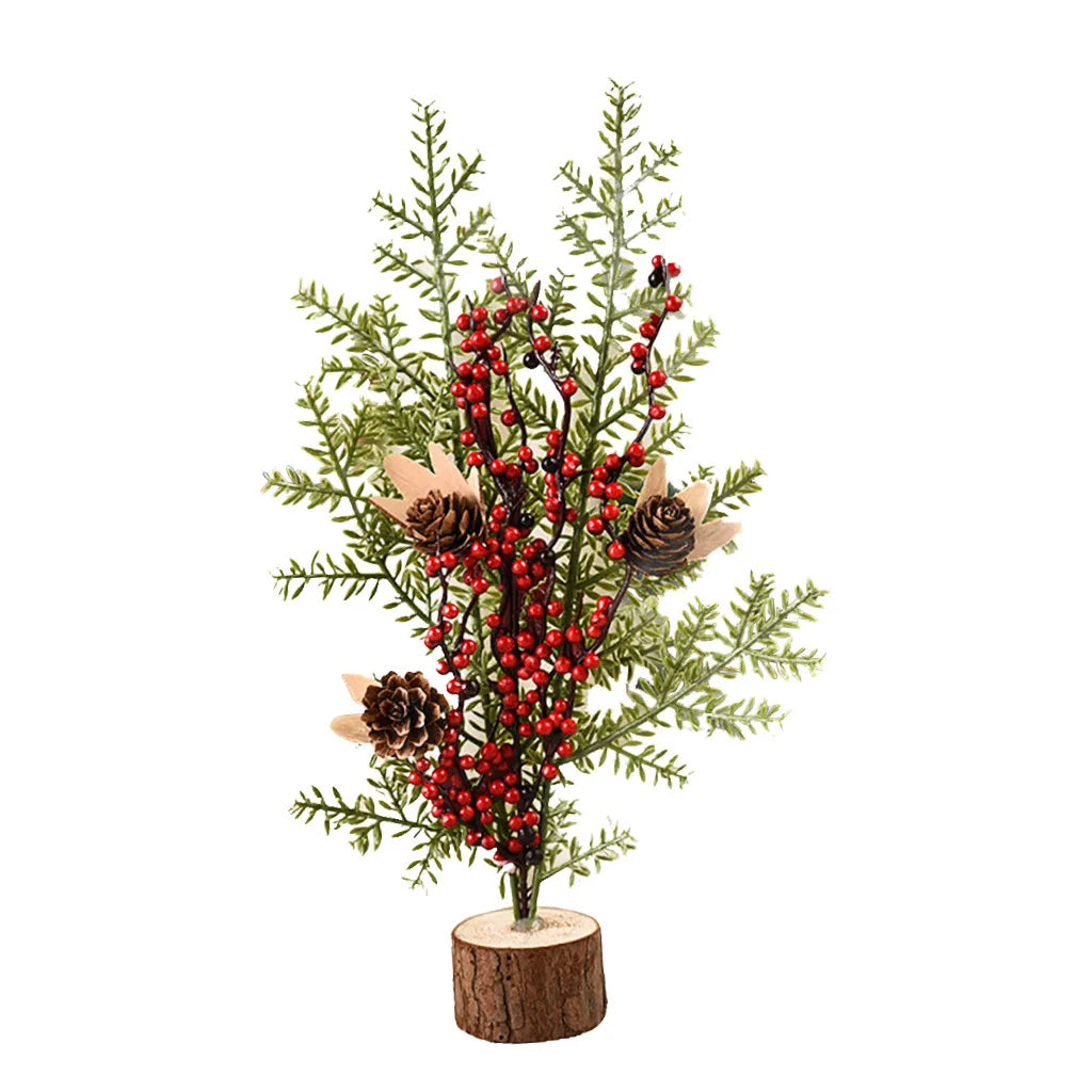 Mini Artificial Christmas Tree – Tabletop Decor, Berries & Pine Cones Tabletop Christmas Tree Oasis Select