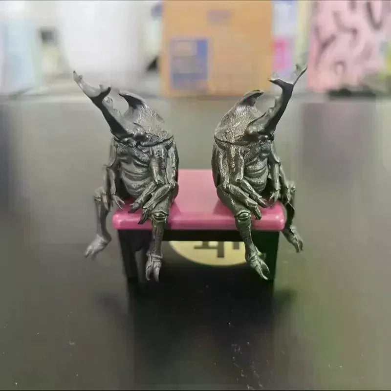 Antique Brass Realistic Beetle Sculpture Dual Horned Beetle Figurine With Intricate Detailing Car Dashboard Home Office Decor Oasis Select