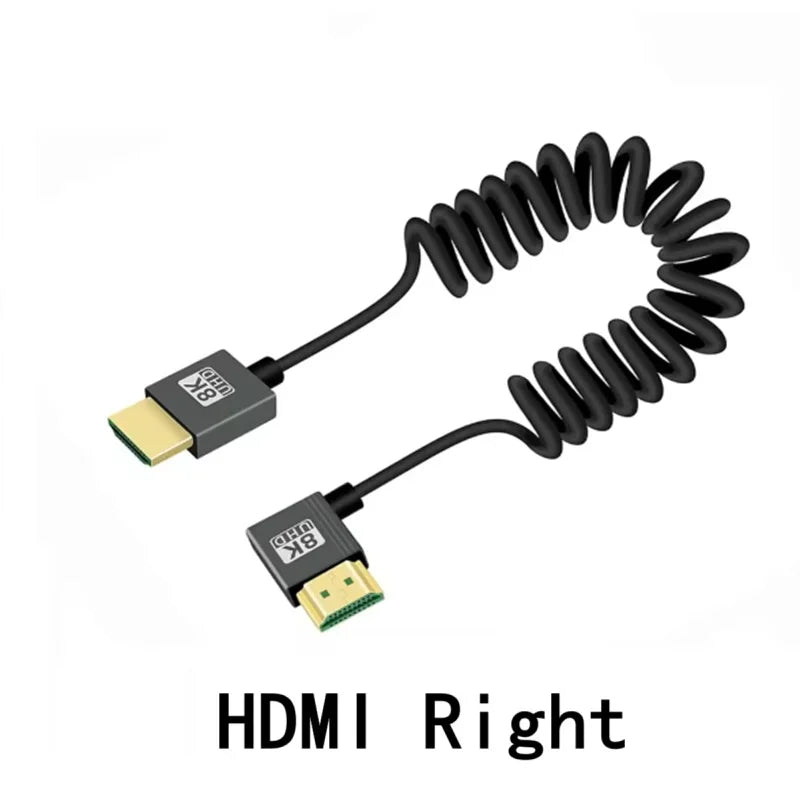 8K HDMI Cable Mini Micro HDMI to HDMI-compatible cable Mini HDMI Micro HDMI Coiled Cord for Laptop Camera DV Monitor Display Oasis Select HDMI Right