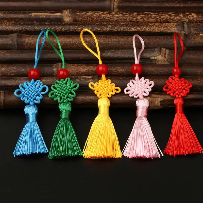 5Pcs Tassels Chinese Knots Silk Tassel Mini Beaded Pendant Fringe For Curtain DIY Crafts Jewelry Making Decoration Oasis Select