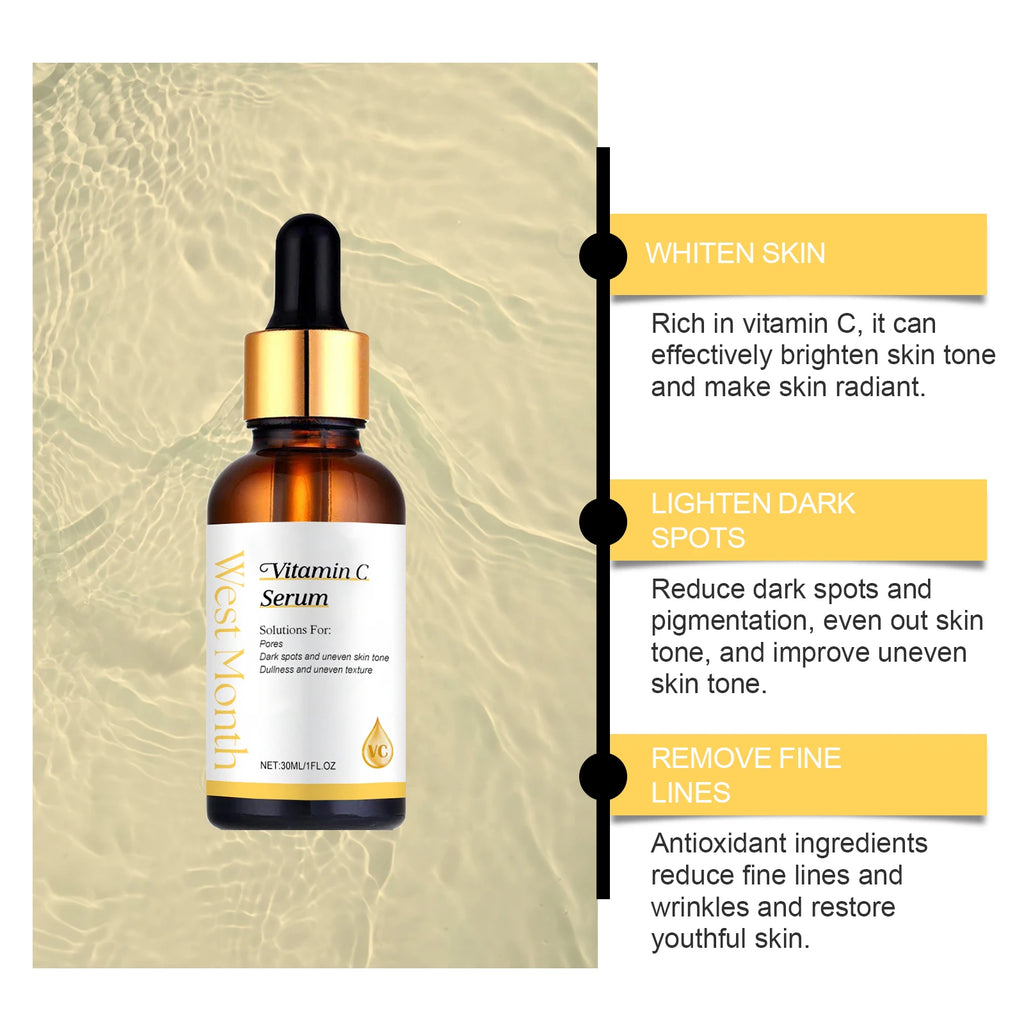 Vitamin C Facial Serum Acne Mark Reduce Fine Lines Brightening Even Skin Tone Moisturizing Essence Firming Nourishing Skin Care Oasis Select