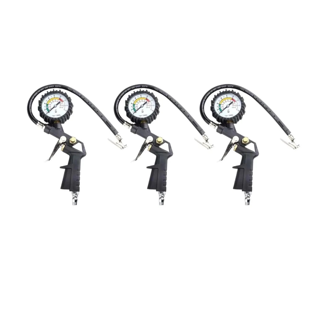 220Psi Auto Tire Pressure Gauge Pressure Gun Type For Air Compressor Car SUV Motorcycle Inflator Pump Tire Repair Tool Oasis Select Black-3pcs