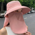 Women's UV Protective Wide Brim Sun Hat With Shawl Neck Protection Breathable Summer Outdoor Sports Fishing Hat Oasis Select Pink