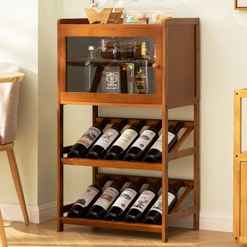 Household small wine cabinets, wine grids, bar tables, display stands, wine decoration, simple, solid wood against the wall Oasis Select