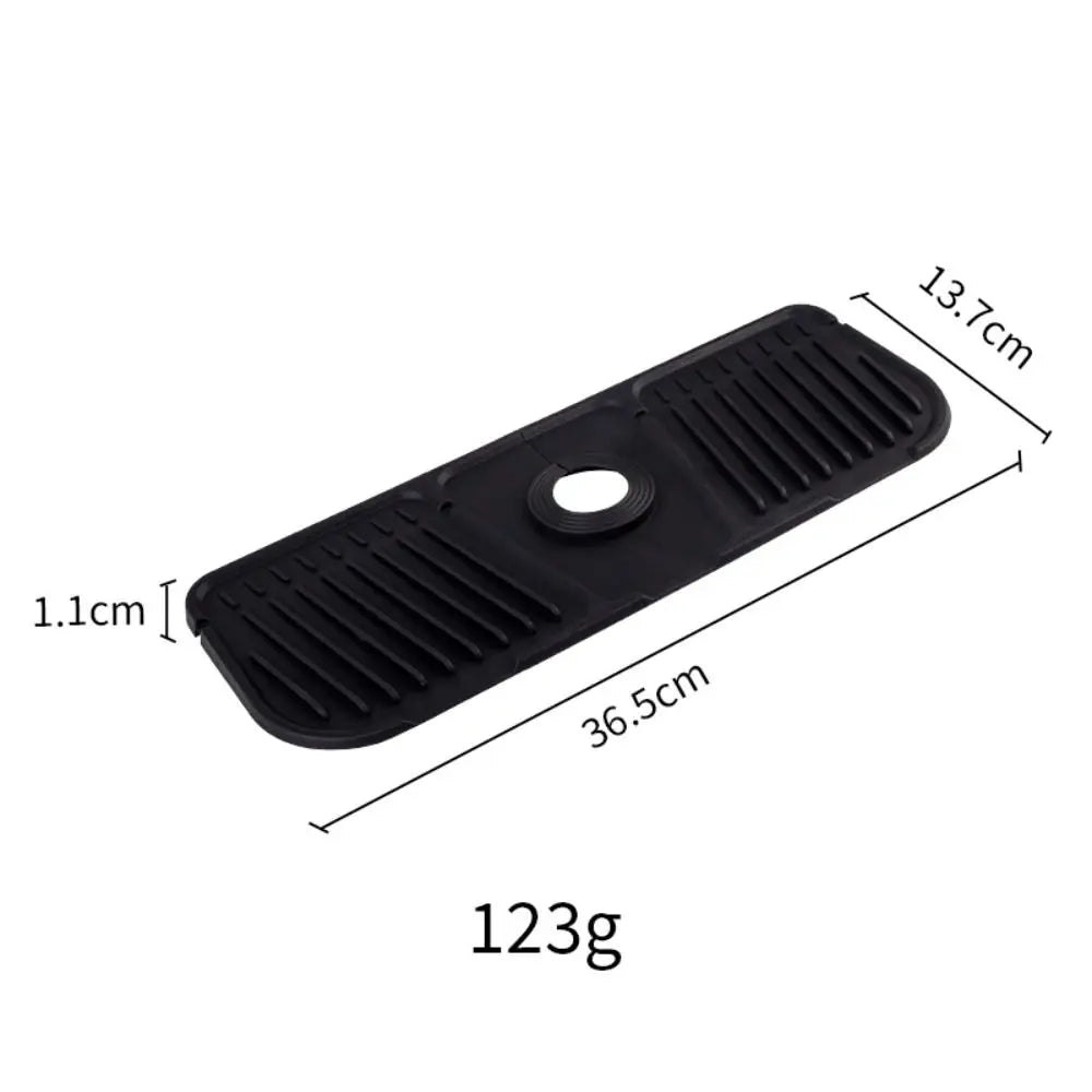 Practical Silicone Faucet Mat Black/Grey Faucet accessories Water Catcher Mat Splash proof Countertop Protector Kitchen Bathroom Oasis Select Black-Small