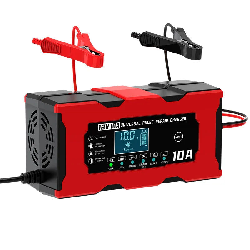 12V 10A Smart Battery Charger – LiFePO4, AGM, GEL & Lead Acid