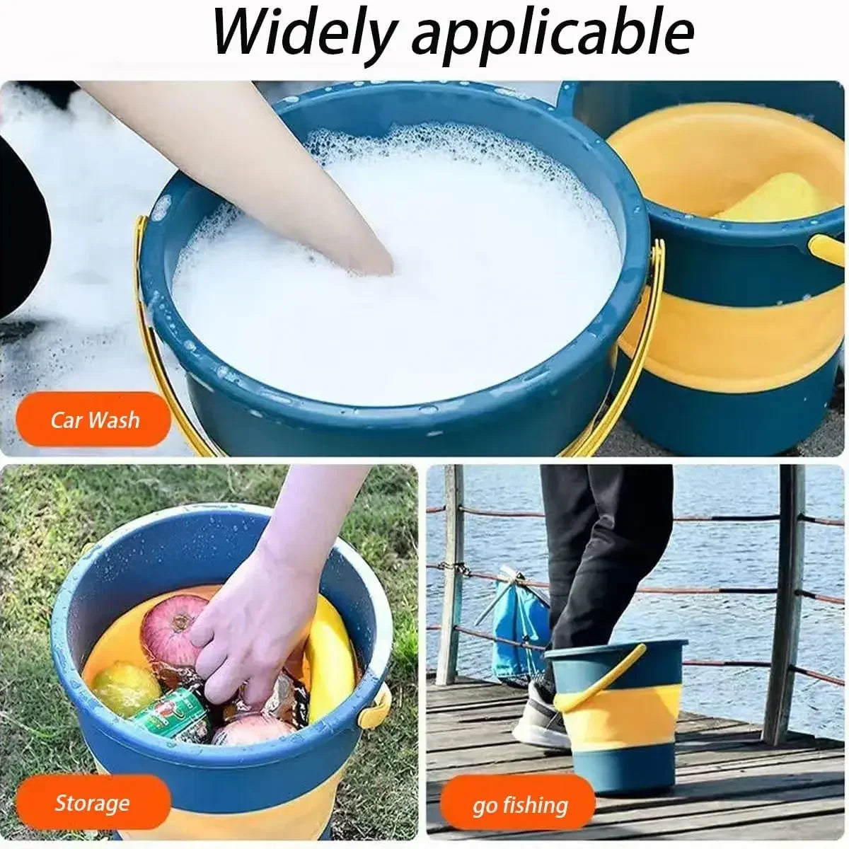 5/10/17L Collapsible Plastic Bucket Portable Water Container for Car Washing Fishing Camping Beach Trips and Household Cleaning Oasis Select