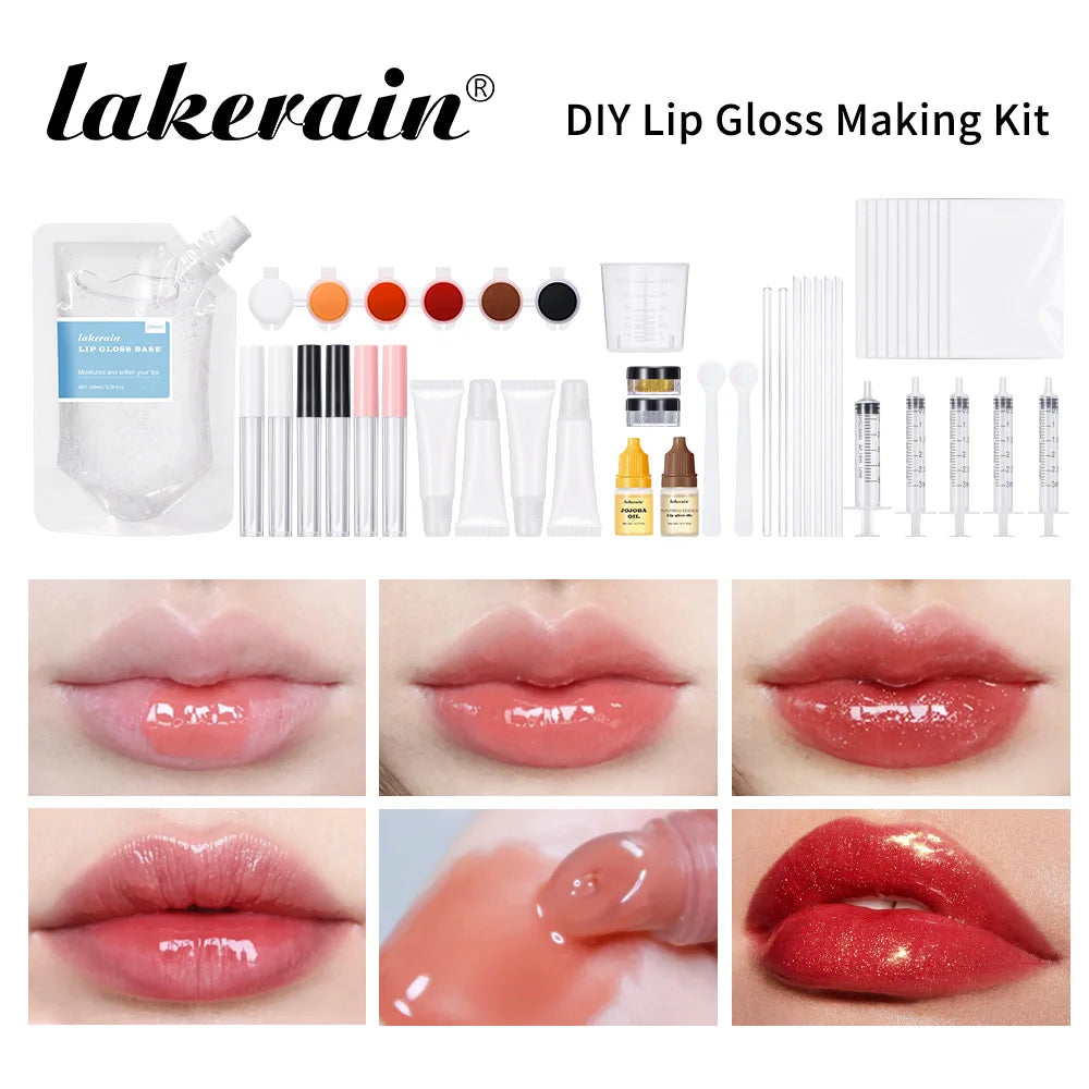 Lakerain Lip Gloss Making Kit DIY Raw Material Moisturizing Lip Gloss Base Tool Kit High Quality Professional DIY Lip Gloss Set Oasis Select