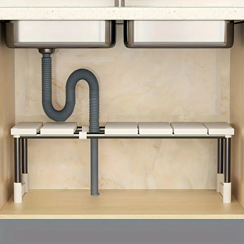 Adjustable Under Sink Storage Rack,Expandable Kitchen & Bathroom Cabinet Organizer, Durable Space-Saving Multi-Layer Pot Holder Oasis Select