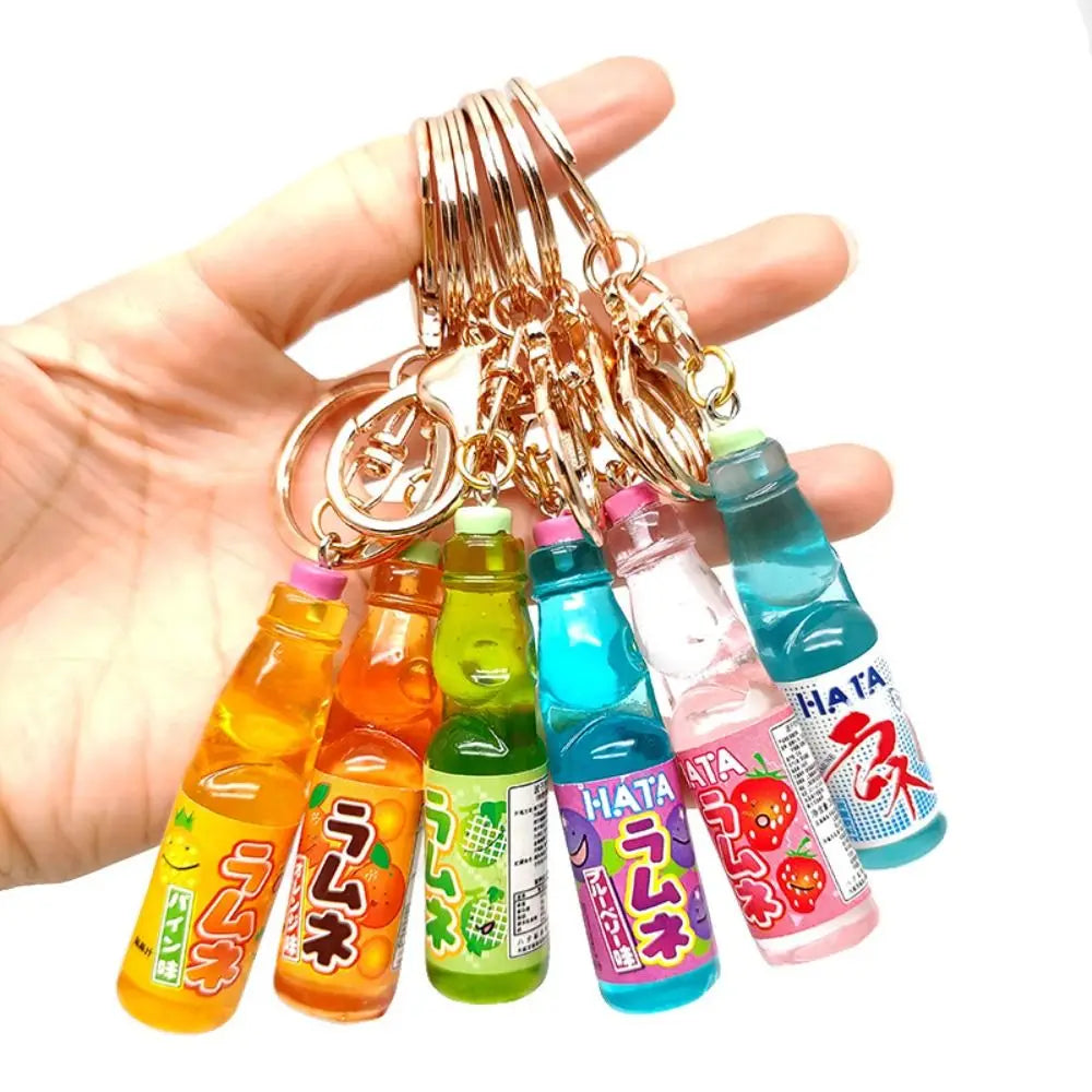Simulation Marbles Bobble Soda Key Chain Miniature Japanese Ramune Soda keychain Cute Dollhouse Ornaments Bag Accessories Oasis Select