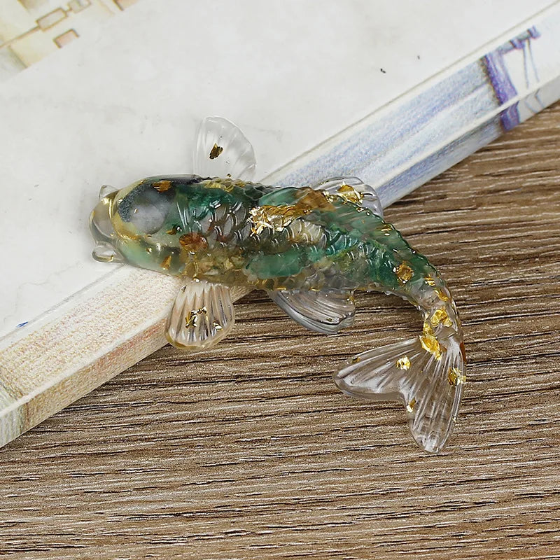 Lucky Koi Fish Figurine – Crystal Epoxy Resin Desk Ornament