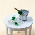 1/4 PCS Mini Champagne – 1:12 Bottle, Glass & Ice Bucket in Green, Resin fairy garden paths micro landscapes Dollhouse Bar Scene Oasis Select Combo-4pcs