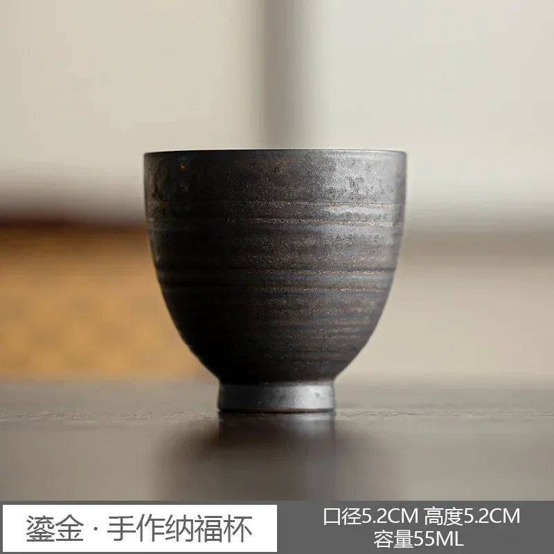 Gilded Glaze Tea Cup Handmade Eggshell China Master's Cup Tea Making Kung Fu Tea Cups Ceramic Japanese Kung Fu Teaware Oasis Select Tea Cup C-55ML 51-100ml