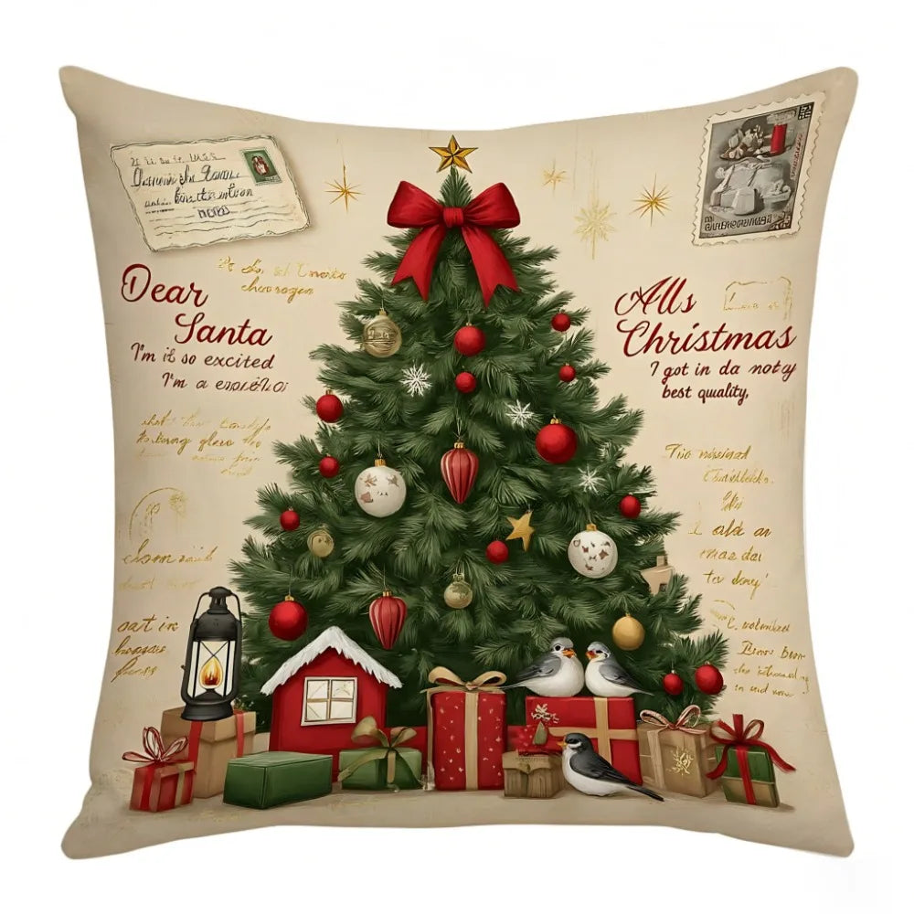 Christmas Cushion Cover 45x45cm – Tree & Snowflake Design