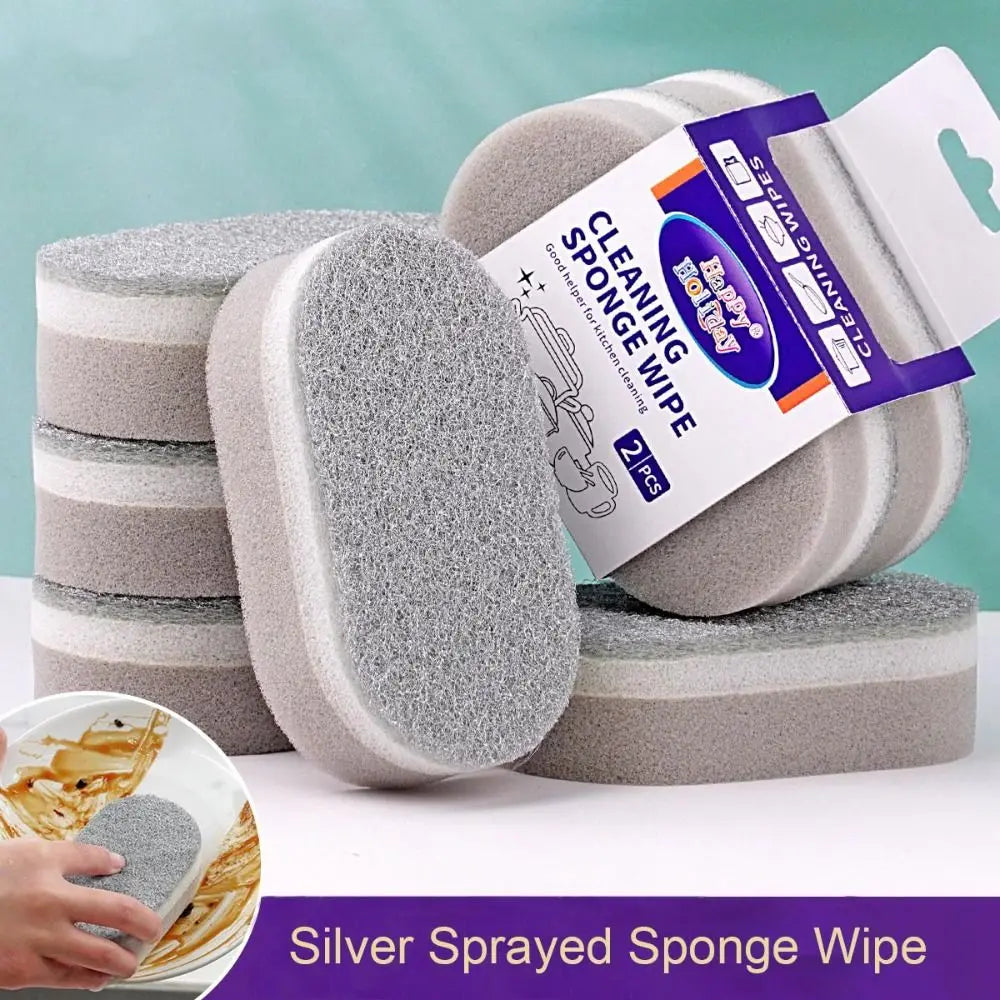 1/2/3Pcs Three-Layers Dishwashing Sponge Decontamination Double-Sided Cleaning Rag Household Cleaning Tools Thick Scouring Pad Oasis Select