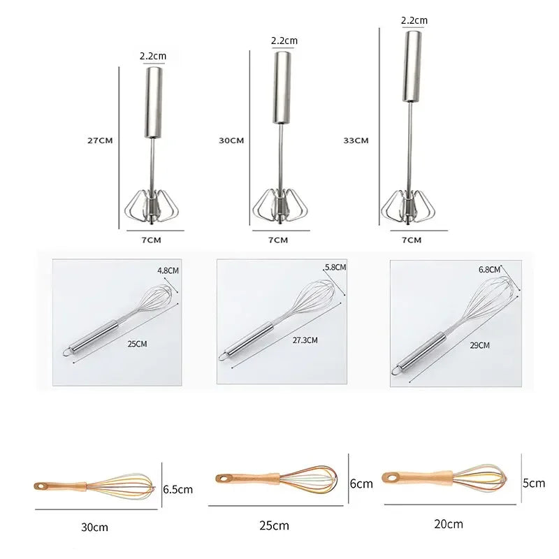 Kitchen Stainless Steel Whisk Creamer Semi-automatic Rotary Whisk Beech Wood Vase Handle Hand Mixer G041 Oasis Select
