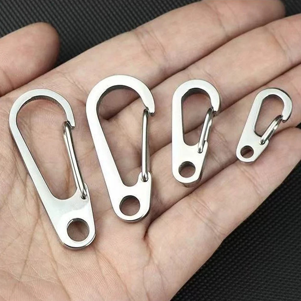 2pcs Stainless Steel Small Mini Carabiner Clip Spring Snap Hook Keychains for DIY Key Rings Camping Backpack Jewelry Accessory Oasis Select