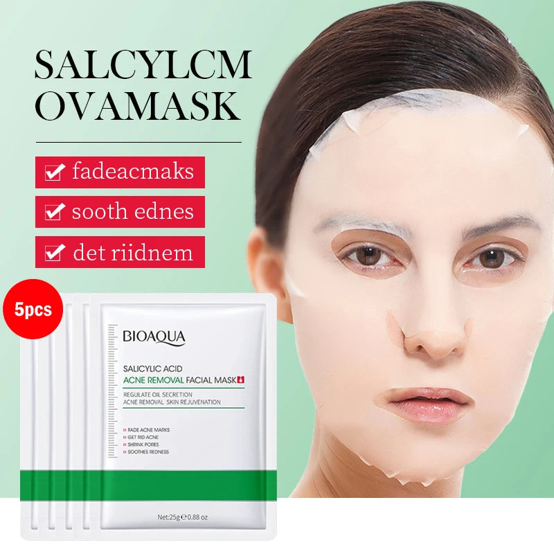 BIOAQUA Salicylic Acid Acne Face Mask – 5 or 10 Pack Acne Sheet Mask Oasis Select 5pcs