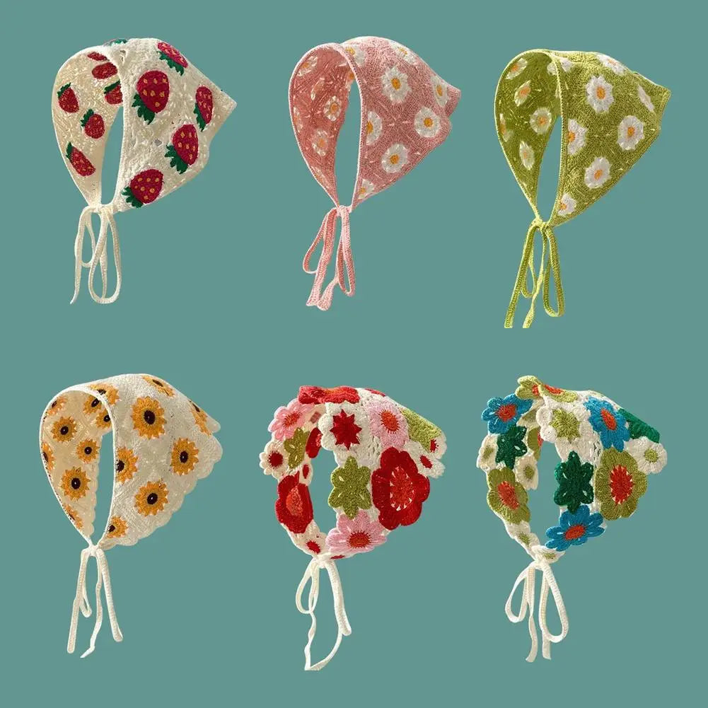Retro Knitted e Scarf Headband for Women Cute Sweet Artistic Sle Travel Outfit Korean Version for Summer Season Oasis Select