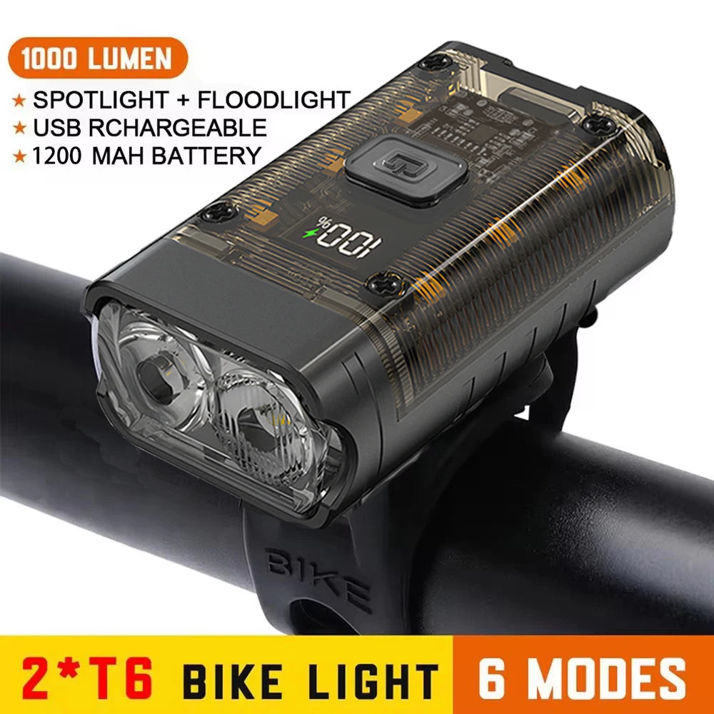 KDULIT 1000LM T6 LED Bike Headlight | USB Rechargeable MTB Light