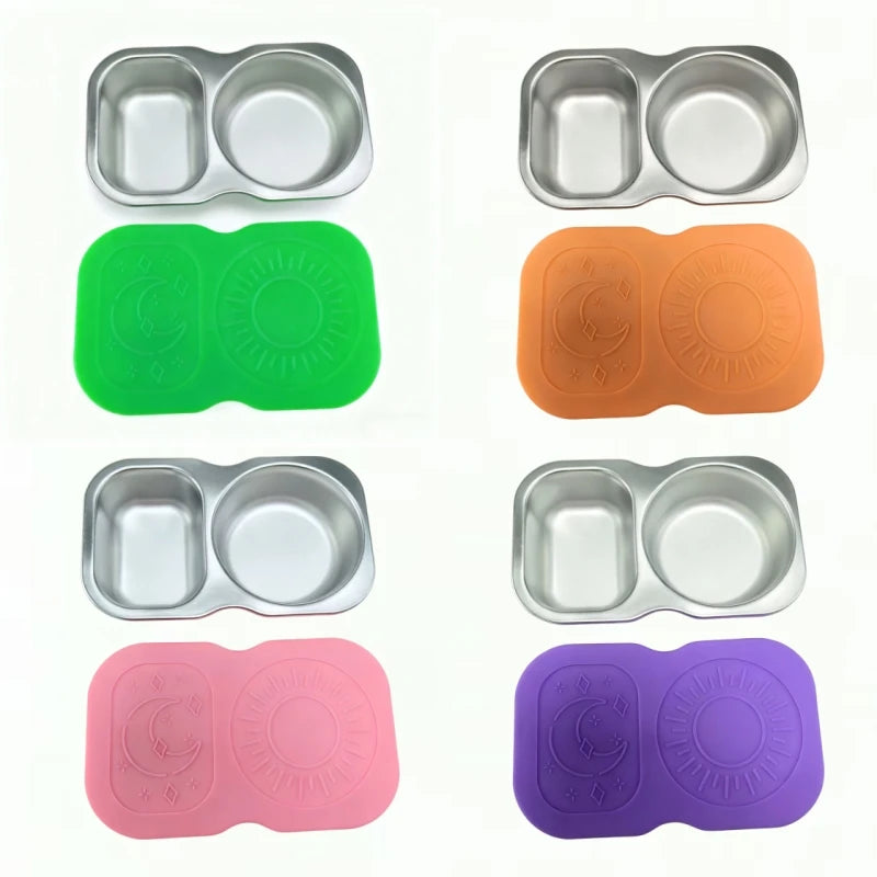 4pcs 2 Compartment 304 Stainless Steel Snack Containers Leakproof Silicone Lids 5.3oz Reusable Salad Dressing Sauce Food Storage Oasis Select 4Pcs