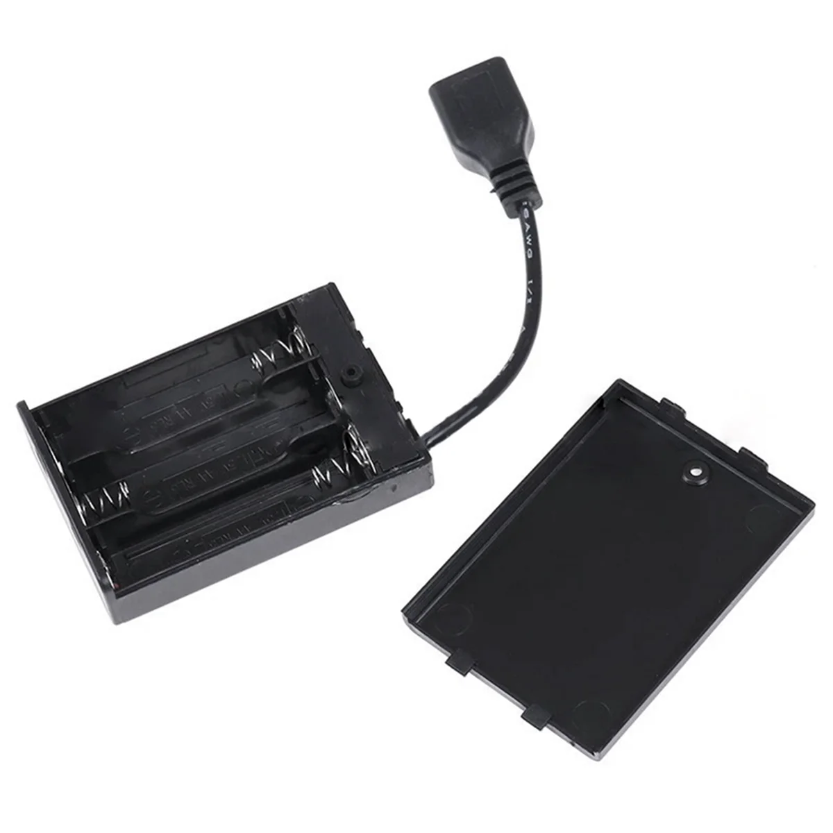 3XAA Battery Case with Cover and Switch Connected to USB Female Connector USB Female Socket Battery Holder Oasis Select