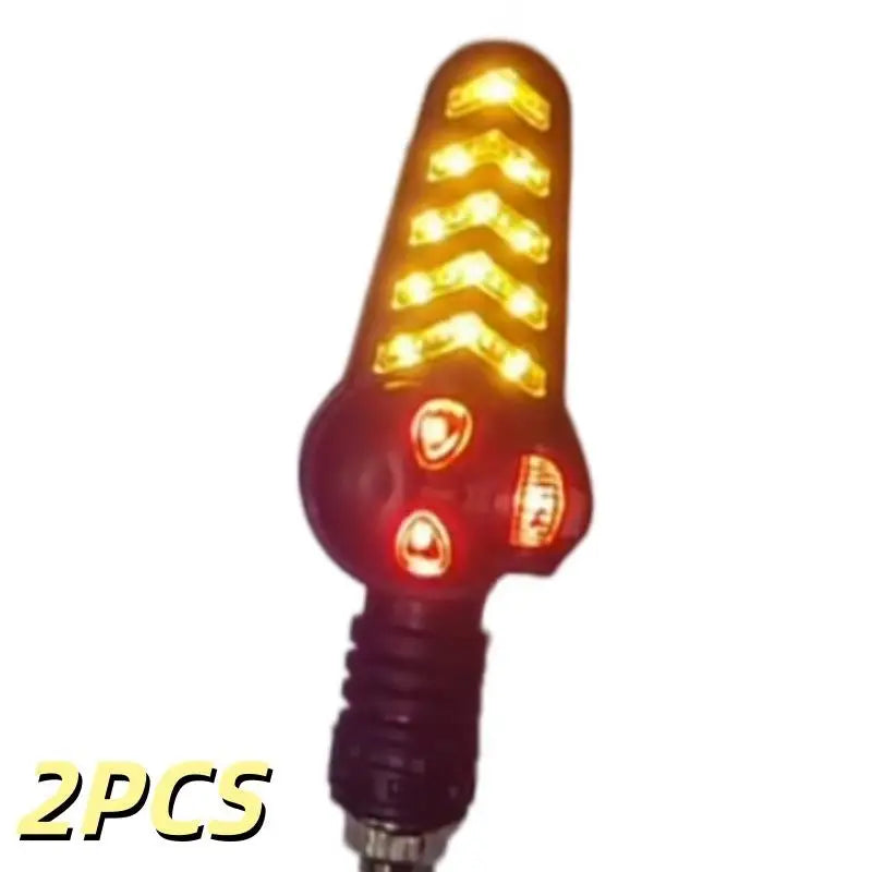 2Pcs Dual Color Skeleton Arrow Amber Flashing Blinker Indicator Motorcycle Owl Shaped LED Turn Flowing Signal Light Oasis Select A1