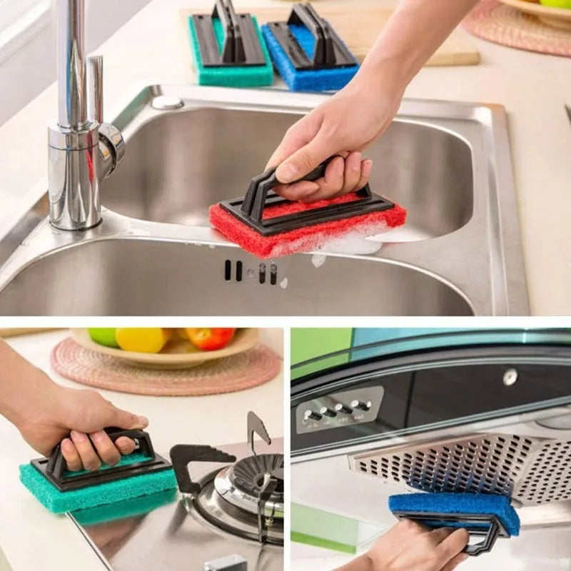 Handle Sponge Cleaning Brush & Scouring Pad Set – 1–20 PCS