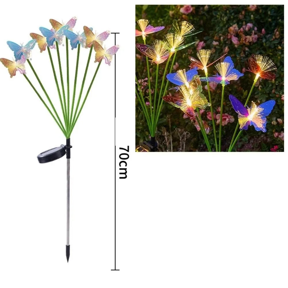 Solar Fiber Optic Flower Garden Stake Light | Waterproof 6/8 Head