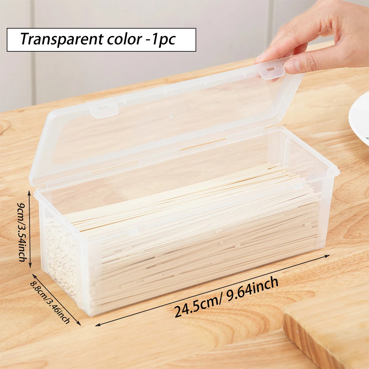 1pc/2pcs food with lid, spaghetti storage container snap seal moisture-proof noodle box grain storage box kitchen organizer Oasis Select 1pc-transparent