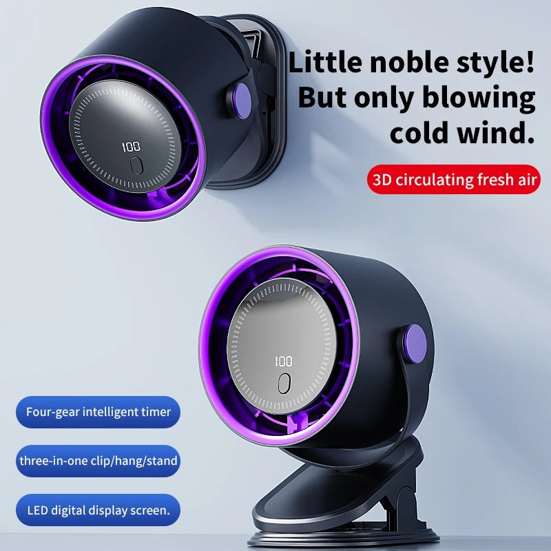 URGGU 3-in-1 Clip Fan | 4-Speed Rechargeable Turbo Mini Fan