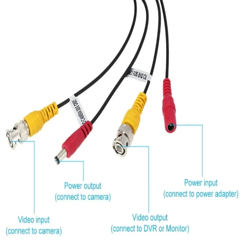 5m 10m 15m BNC+DC 2in1 AHD Camera CCTV Cables HD Video+Power Cable Extension Wire for Analog AHD Surveillance CCTV DVR System Oasis Select