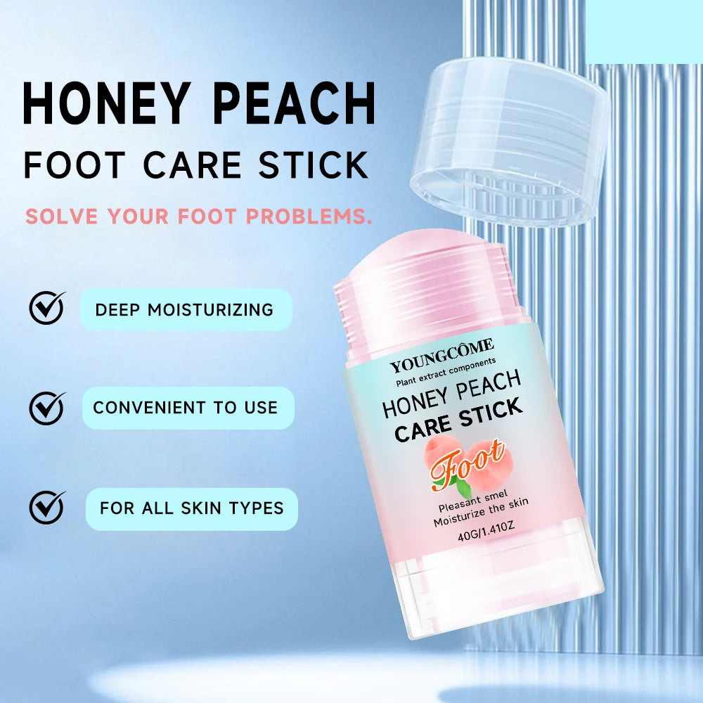 Honey Peach Foot Care Cream - 72H Moisturizing & Crack Repair, Natural Anti-Odor Formula, Portable Heel Balm for Dry/Calloused Oasis Select