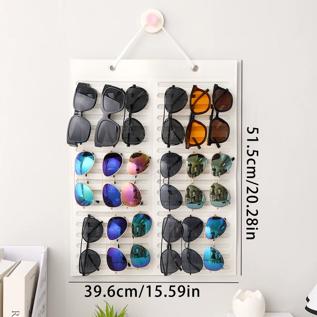 1pc Wall mounted Black/White Foldable Glasses Storage Bag Sunglasses Glasses Box Hair Accessories Storage Hanging Bag Oasis Select white