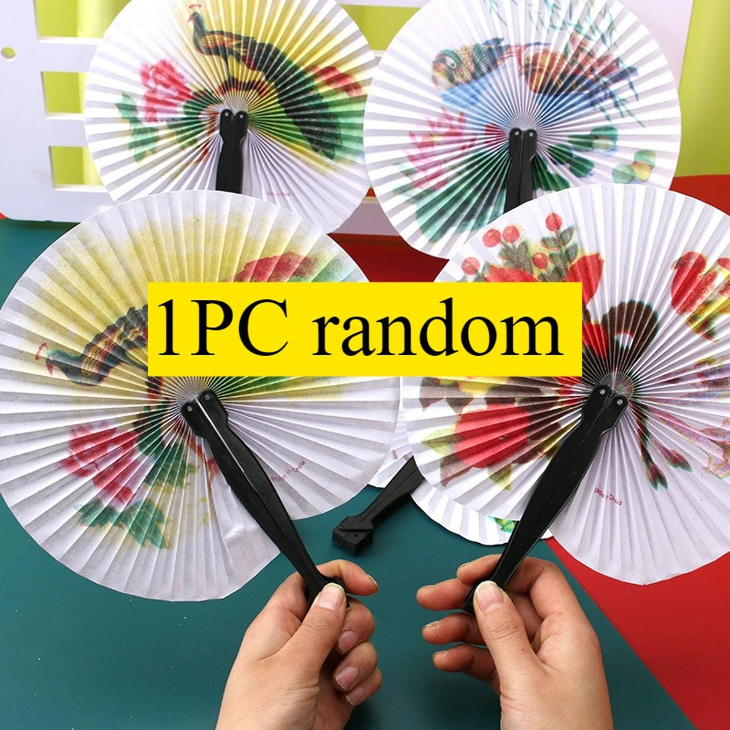 Elegant Traditional Chinese Hand Fan, Colorful Bird & Flower Design, Portable Foldable Plastic Fan, Exquisite Party Gift Oasis Select 1PC random