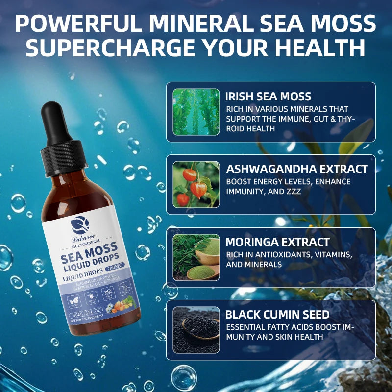 lukaree Organic Sea Moss Drops Support Immunity and Gut Health Promote Digestive Gut Cleansing and Detox Skin & Joint Health Oasis Select