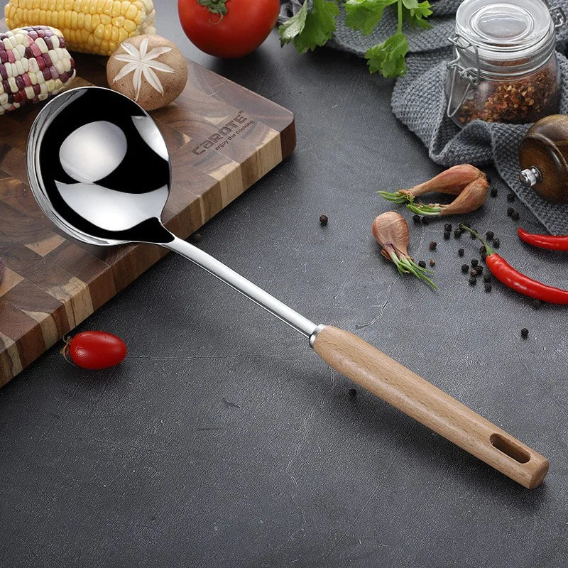 6-Piece Wooden Handle Stainless Steel Kitchen Utensil Set Kitchen Utensil Set Oasis Select 02